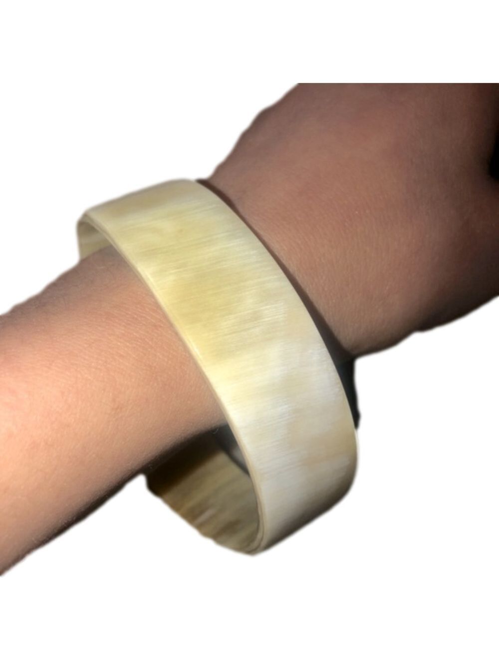 VTG 60s Curved Horn Polished Bangle Cuff Cream Off White Colour 20mm Width 8.5”